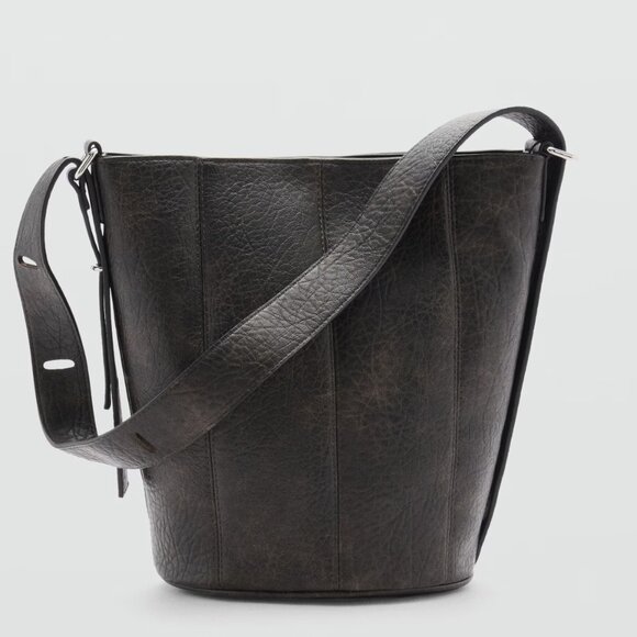 Mango Handbags - MANGO Brown Faux-leather Bucket Handbag/NWT